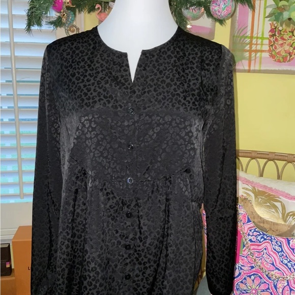 Lilly Pulitzer NWT Hensley Leopard Jacquard Top Onyx $128 Size XXS - Picture 1 of 11